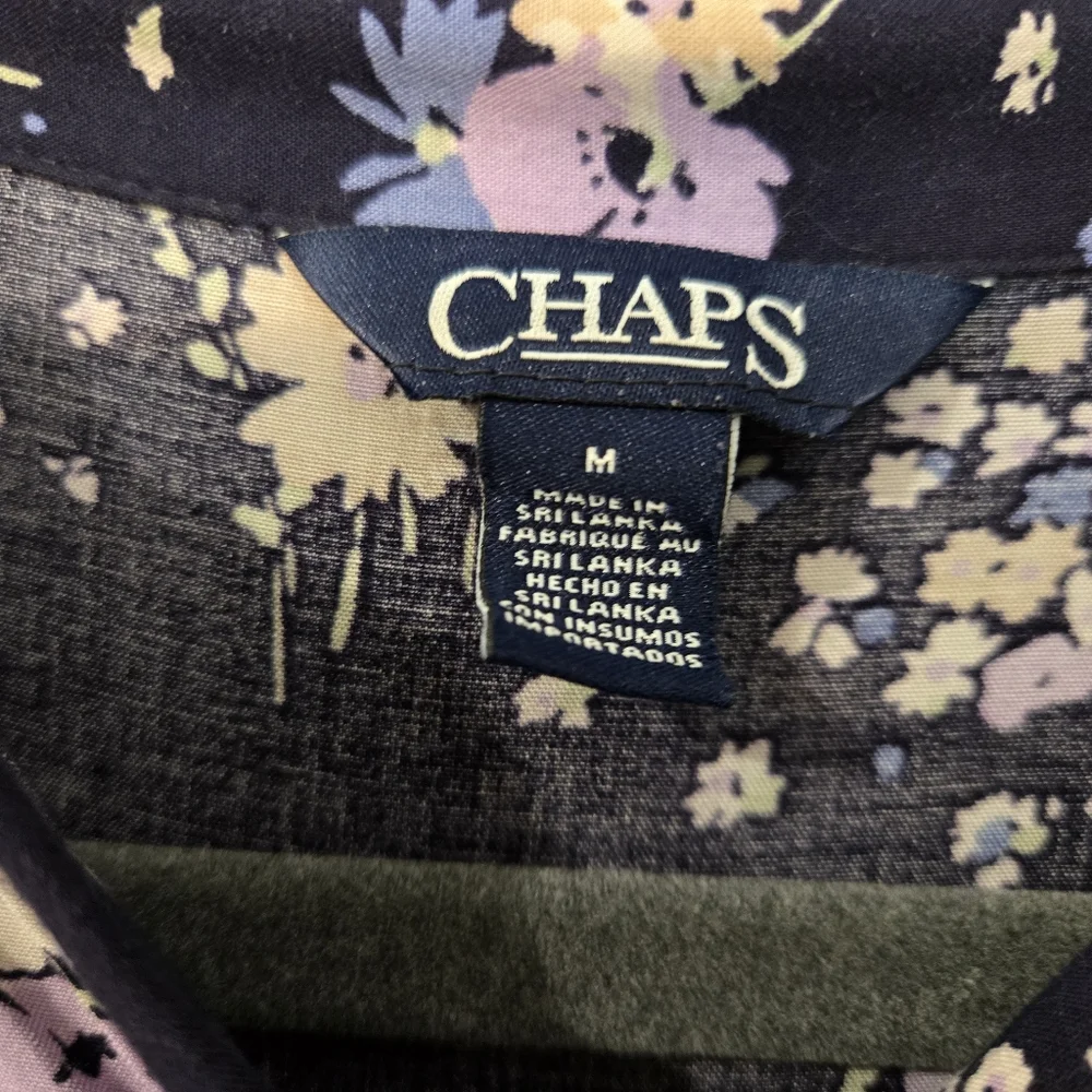 Chaps Navy Blue Dress with Purple Floral Pattern - Picture 7 of 8